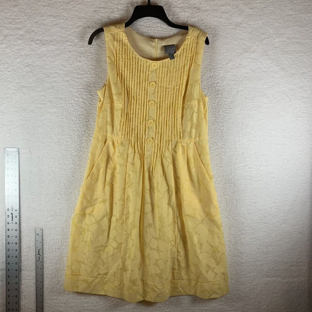 Rabbit Rabbit Rabbit‎ Designs Dress Women's 10 Yellow Floral Front Button 8549 - Picture 5 of 9